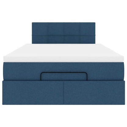 vidaXL Ottomane Bett mit Matratze & LEDs Blau 120x190 cm Stoff