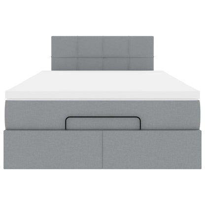 Ottoman-Bett mit Matratze & LEDs Hellgrau 120x200 cm Stoff