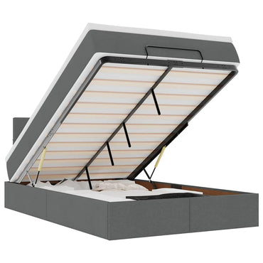 vidaXL Ottomane Bett mit Matratze & LEDs Dunkelgrau 120x200 cm Stoff
