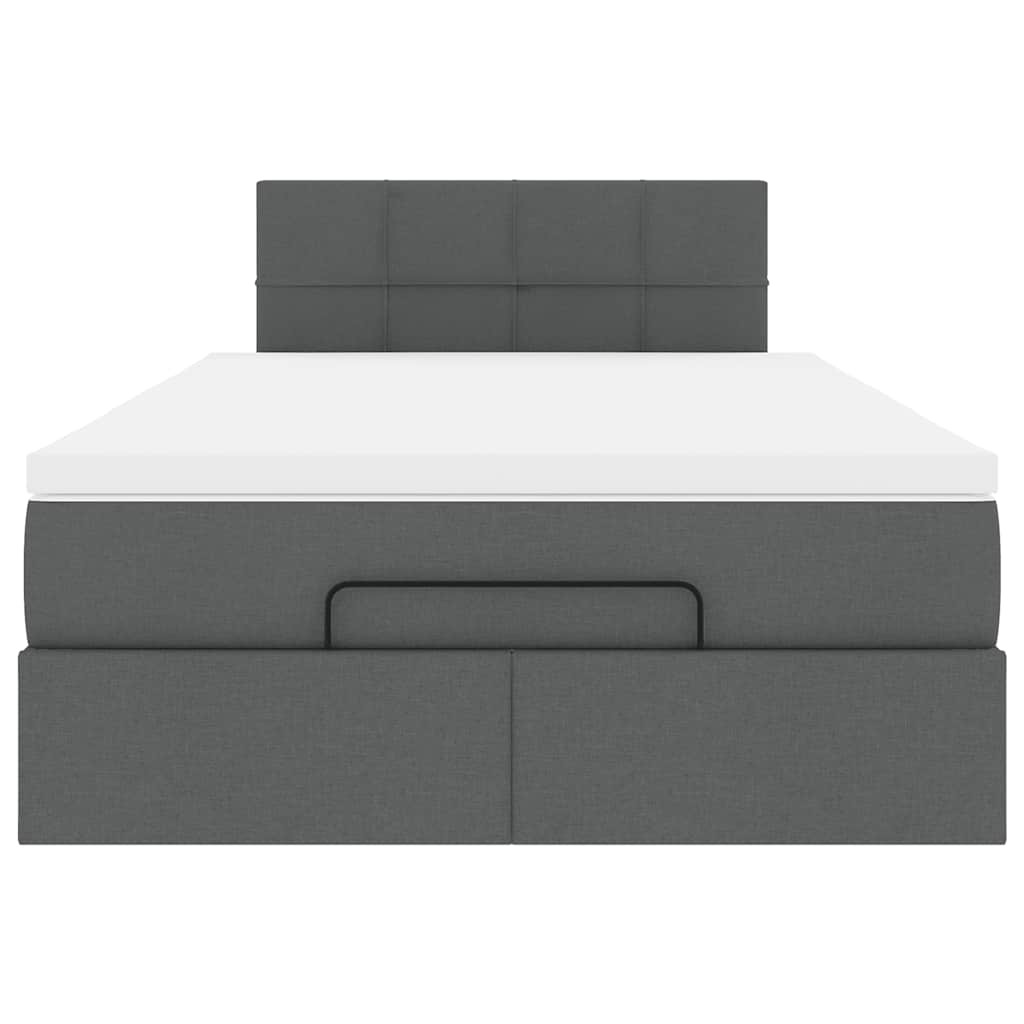 vidaXL Ottomane Bett mit Matratze & LEDs Dunkelgrau 120x200 cm Stoff