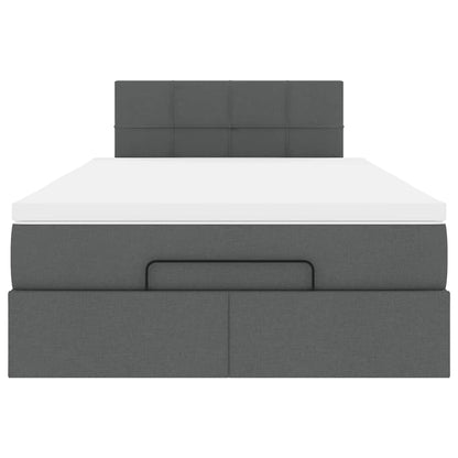 vidaXL Ottomane Bett mit Matratze & LEDs Dunkelgrau 120x200 cm Stoff