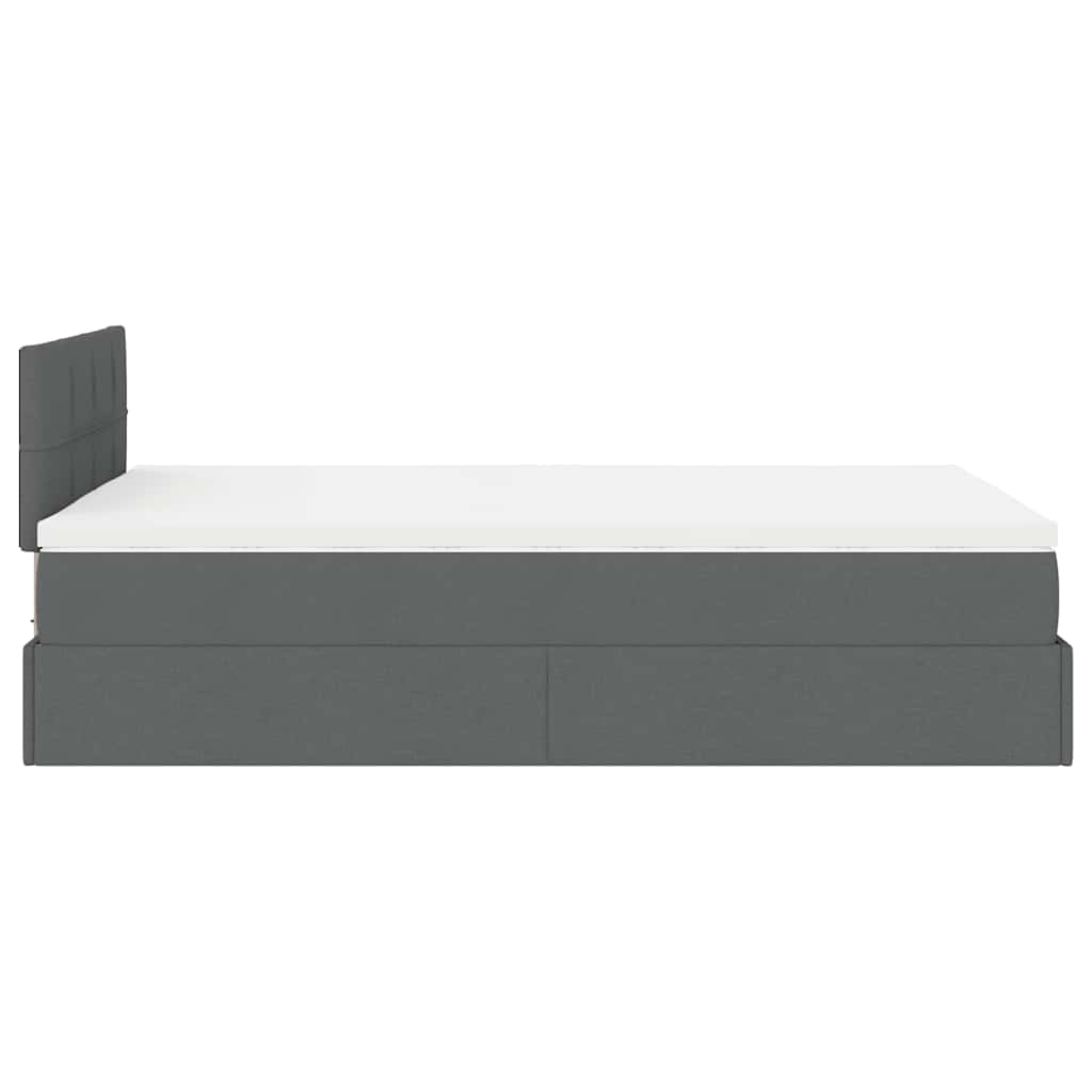 vidaXL Ottomane Bett mit Matratze & LEDs Dunkelgrau 120x200 cm Stoff
