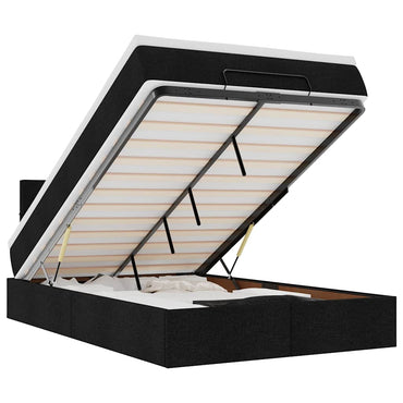 vidaXL Ottoman-Bett mit Matratze & LEDs Schwarz 120x200 cm Stoff