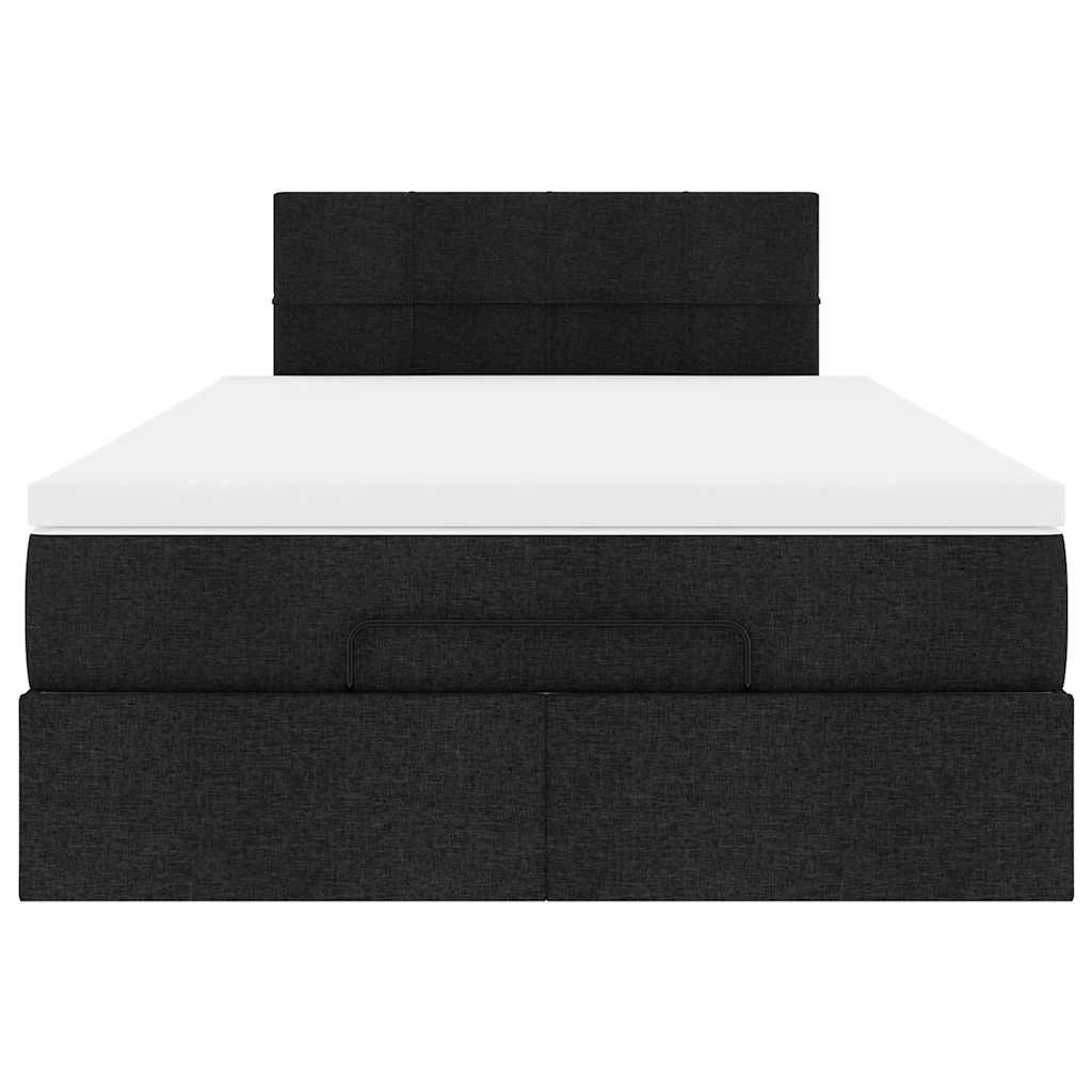 vidaXL Ottoman-Bett mit Matratze & LEDs Schwarz 120x200 cm Stoff