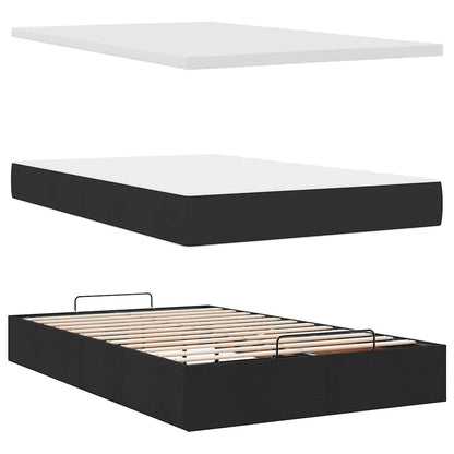 vidaXL Ottoman-Bett mit Matratze & LEDs Schwarz 120x200 cm Stoff