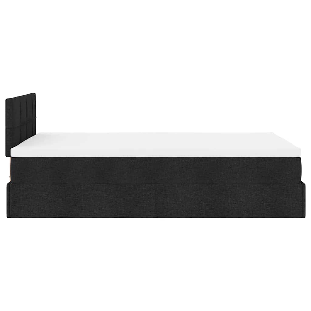 vidaXL Ottoman-Bett mit Matratze & LEDs Schwarz 120x200 cm Stoff