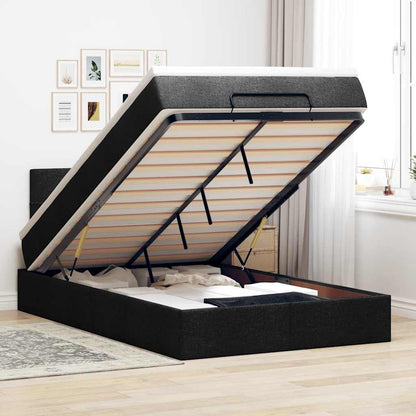 vidaXL Ottoman-Bett mit Matratze & LEDs Schwarz 120x200 cm Stoff
