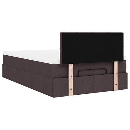 vidaXL Ottoman-Bett mit Matratze & LEDs Dunkelbraun 120x200 cm Stoff