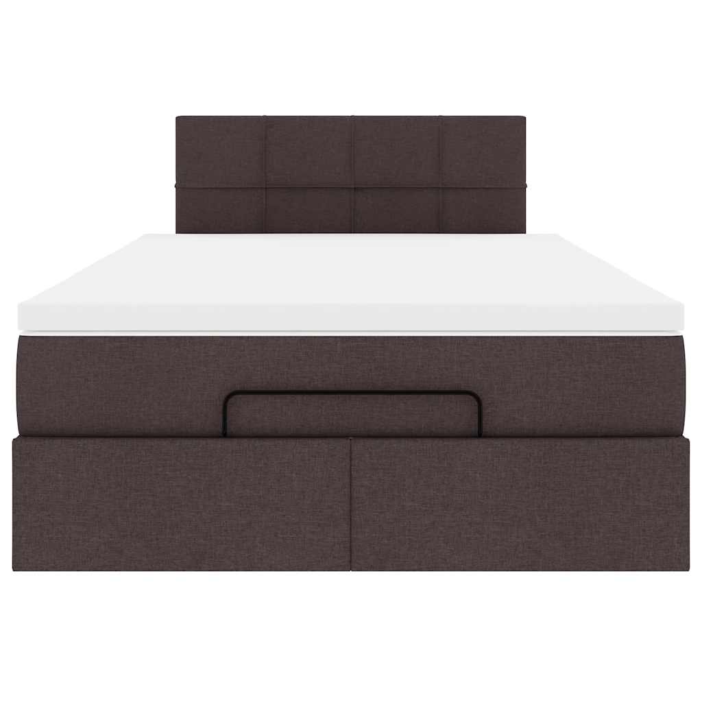 vidaXL Ottoman-Bett mit Matratze & LEDs Dunkelbraun 120x200 cm Stoff