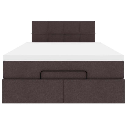 vidaXL Ottoman-Bett mit Matratze & LEDs Dunkelbraun 120x200 cm Stoff