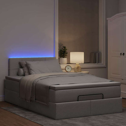 Ottoman-Bett mit Matratze & LEDs Taupe 120x200 cm Stoff