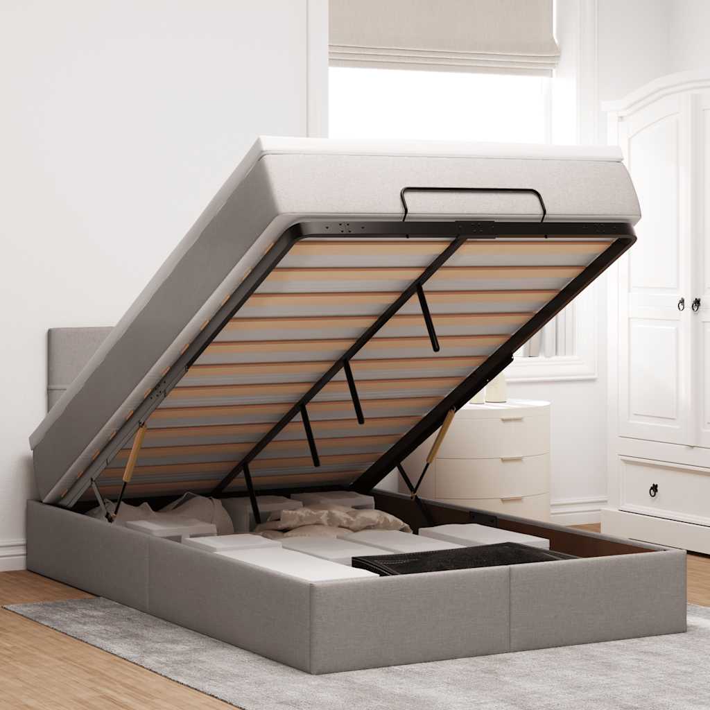 Ottoman-Bett mit Matratze & LEDs Taupe 120x200 cm Stoff