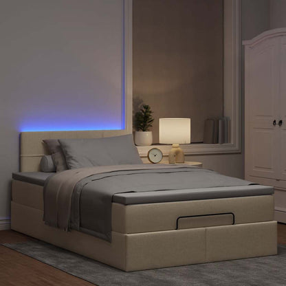 vidaXL Lit ottoman avec matelas et LED Crème 120x200 cm Tissu