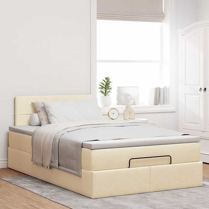 vidaXL Lit ottoman avec matelas et LED Crème 120x200 cm Tissu