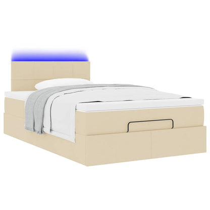 vidaXL Lit ottoman avec matelas et LED Crème 120x200 cm Tissu
