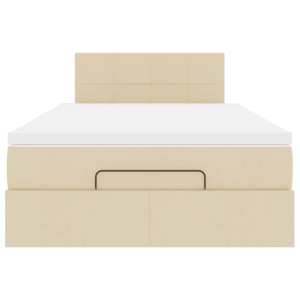 vidaXL Lit ottoman avec matelas et LED Crème 120x200 cm Tissu