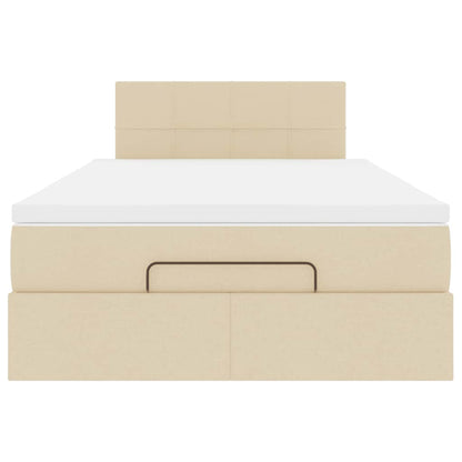 vidaXL Lit ottoman avec matelas et LED Crème 120x200 cm Tissu