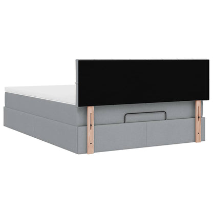 vidaXL Lit ottoman avec matelas et LED gris clair 140x190 cm tissu