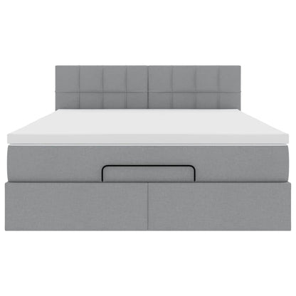 vidaXL Lit ottoman avec matelas et LED gris clair 140x190 cm tissu