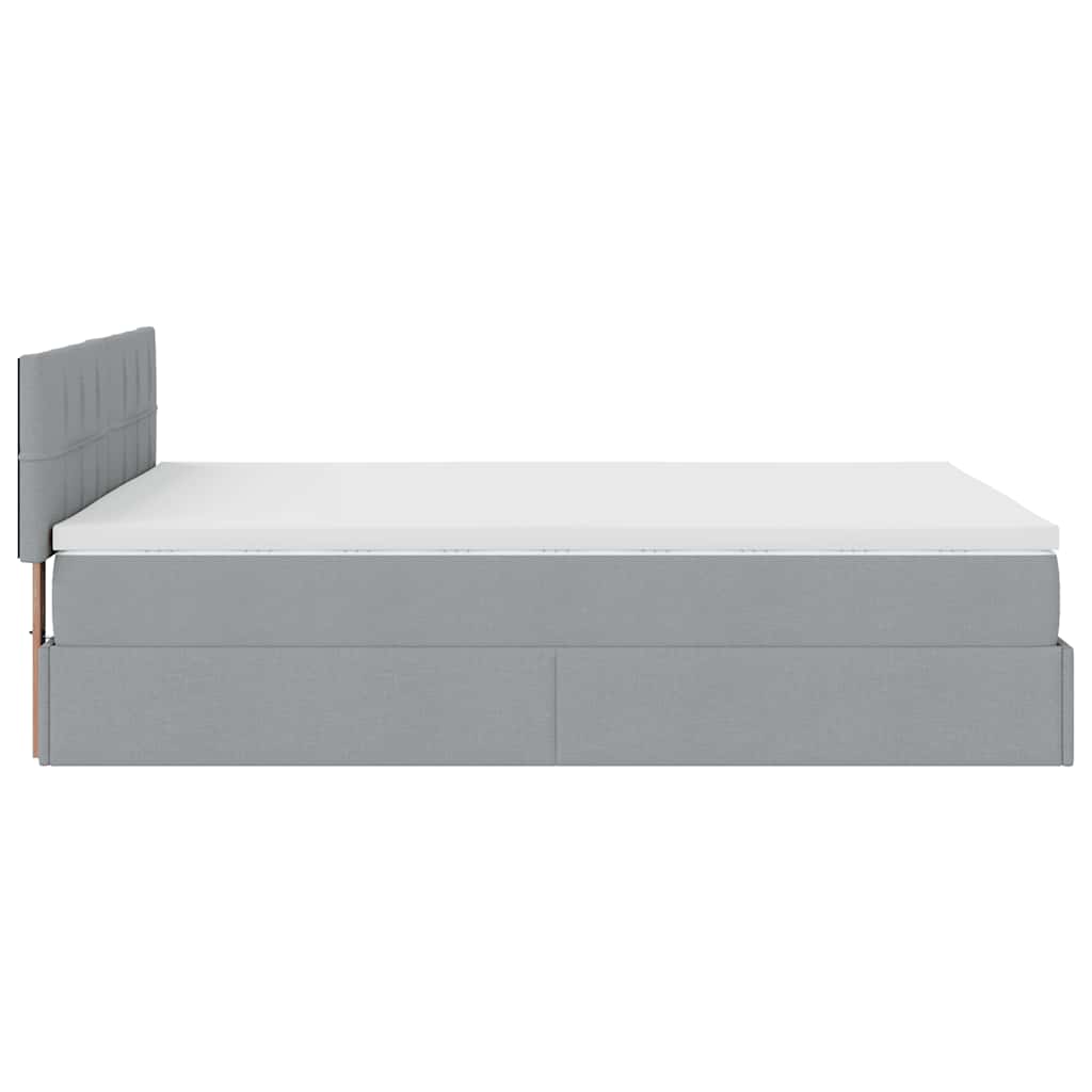 vidaXL Lit ottoman avec matelas et LED gris clair 140x190 cm tissu