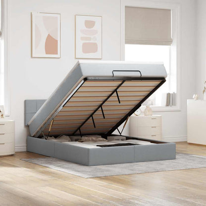 vidaXL Lit ottoman avec matelas et LED gris clair 140x190 cm tissu