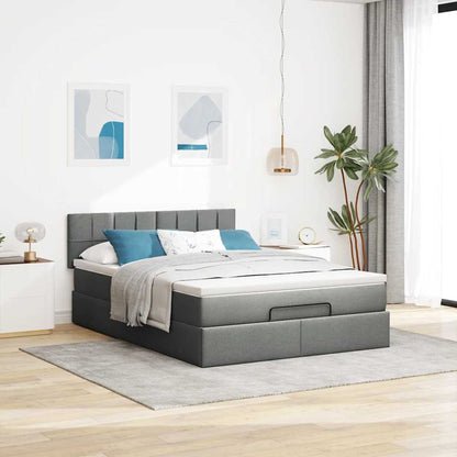 vidaXL Lit ottoman avec matelas et LED Gris foncé 140x190 cm Tissu
