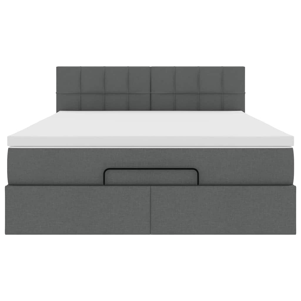 vidaXL Lit ottoman avec matelas et LED Gris foncé 140x190 cm Tissu