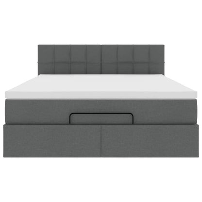 vidaXL Lit ottoman avec matelas et LED Gris foncé 140x190 cm Tissu