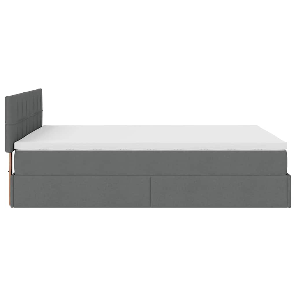 vidaXL Lit ottoman avec matelas et LED Gris foncé 140x190 cm Tissu