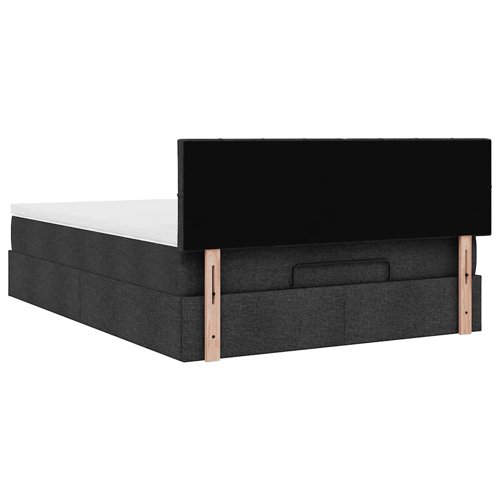 vidaXL Ottomane Bett mit Matratze & LEDs Schwarz 140x190 cm Stoff