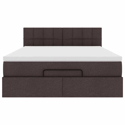 vidaXL Ottomanische Bett mit Matratze & LEDs Dunkelbraun 140x190 cm