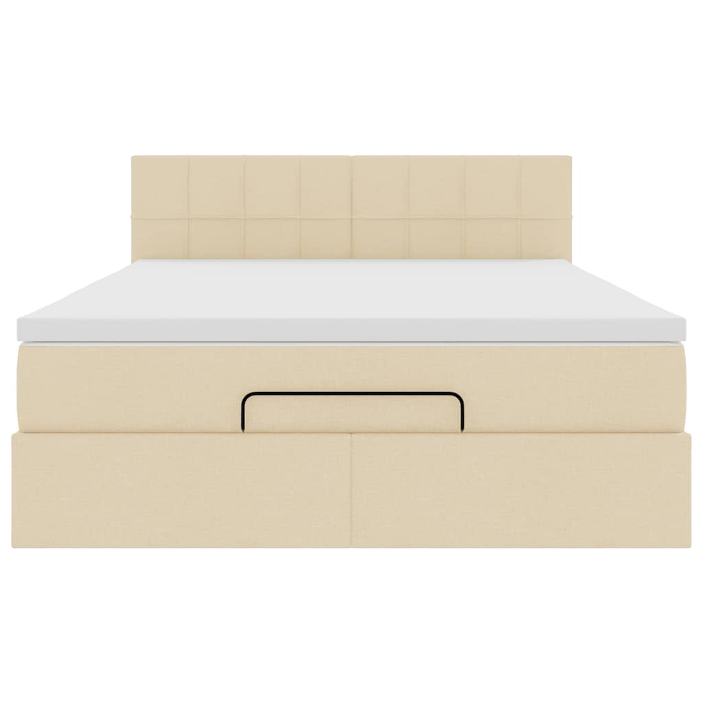vidaXL Ottomane Bett mit Matratze & LEDs Creme 140x190 cm Stoff