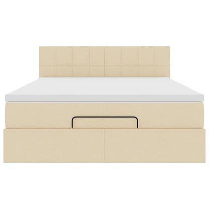 vidaXL Ottomane Bett mit Matratze & LEDs Creme 140x190 cm Stoff