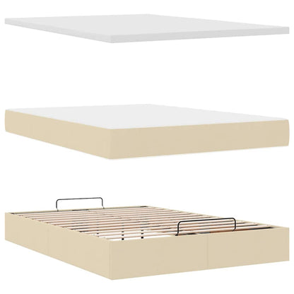 vidaXL Ottomane Bett mit Matratze & LEDs Creme 140x190 cm Stoff