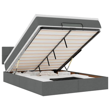 vidaXL Ottomane Bett mit Matratze & LEDs Schwarz 140x200 cm Stoff