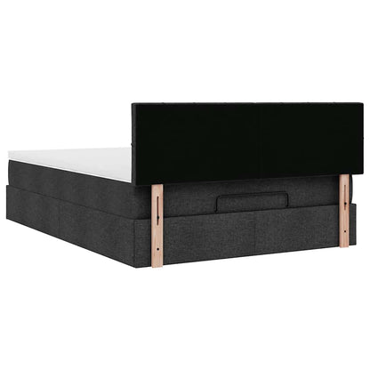 vidaXL Ottomane Bett mit Matratze & LEDs Schwarz 140x200 cm Stoff