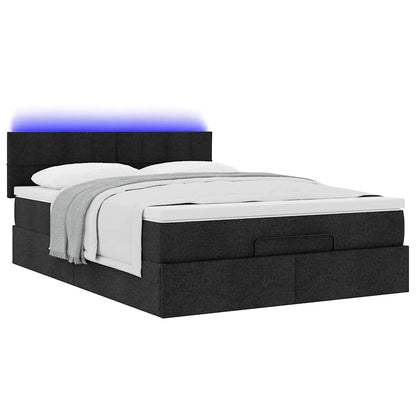 vidaXL Ottomane Bett mit Matratze & LEDs Schwarz 140x200 cm Stoff