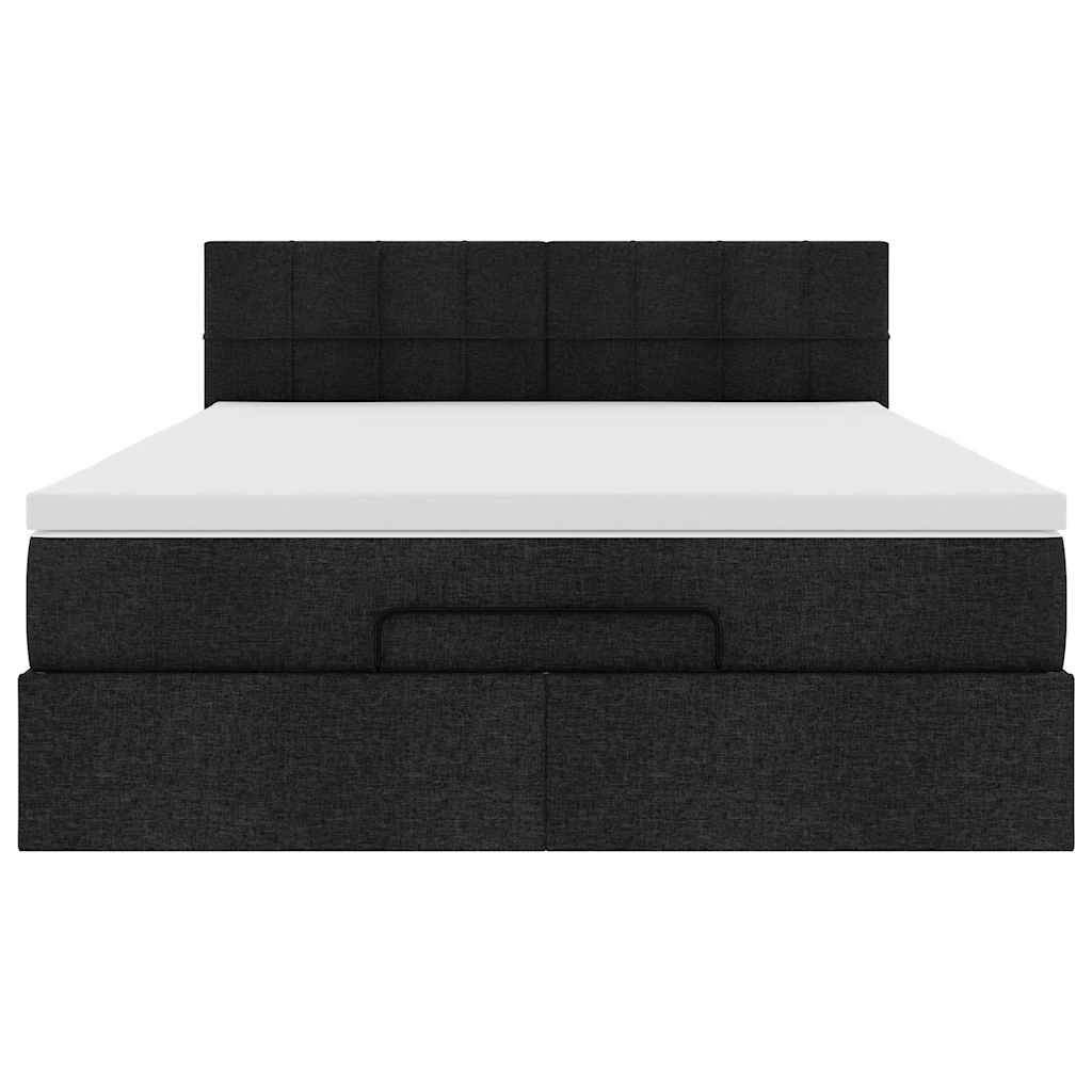 vidaXL Ottomane Bett mit Matratze & LEDs Schwarz 140x200 cm Stoff