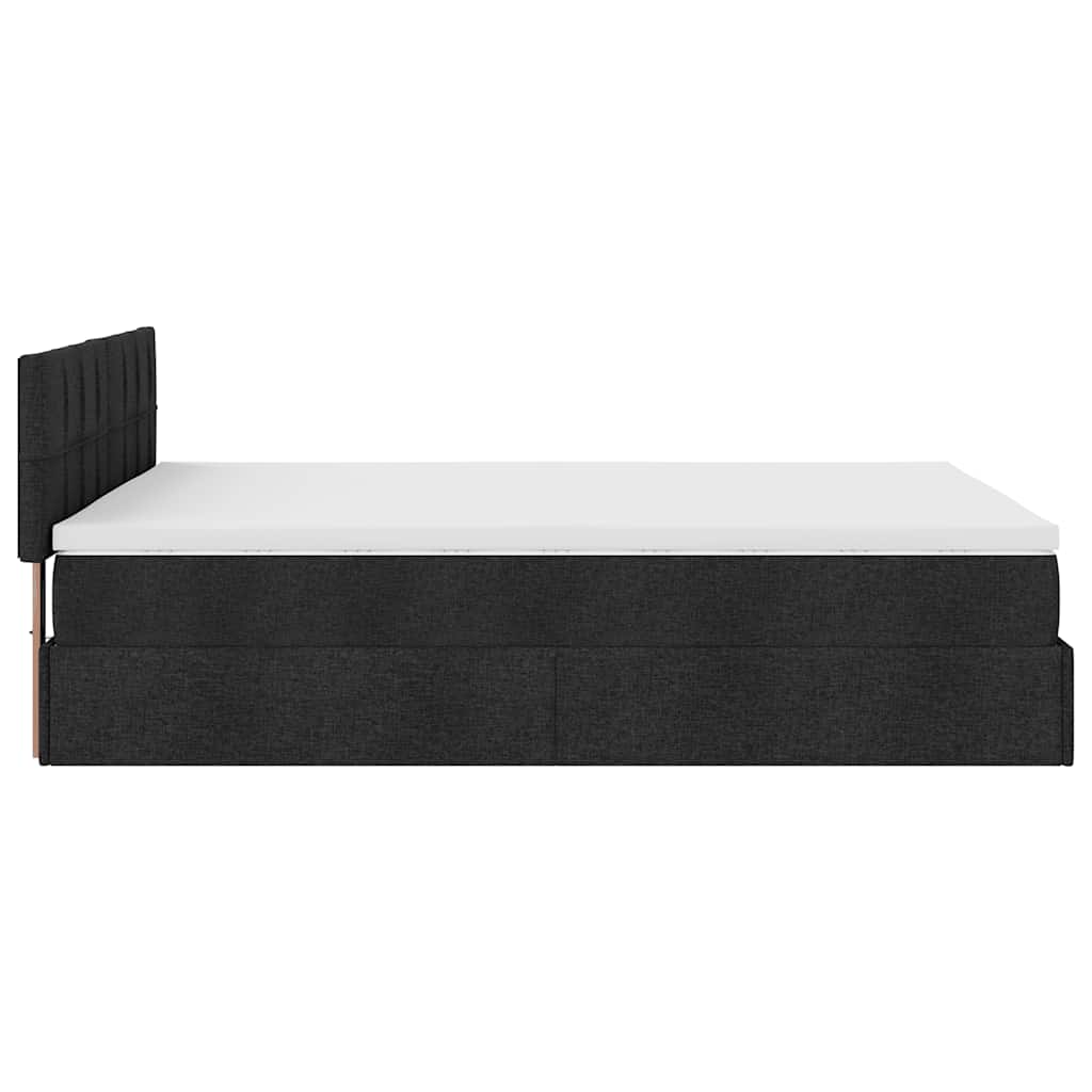 vidaXL Ottomane Bett mit Matratze & LEDs Schwarz 140x200 cm Stoff