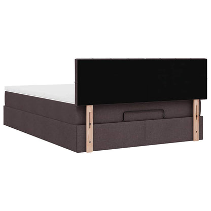 vidaXL Lit ottoman avec matelas et LED Marron foncé 140x200 cm Tissu