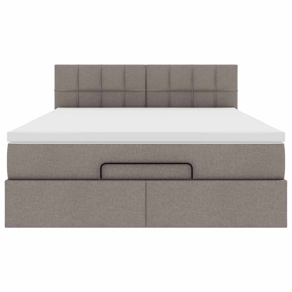 vidaXL Ottomane Bett mit Matratze & LEDs Taupe 140x200 cm Stoff