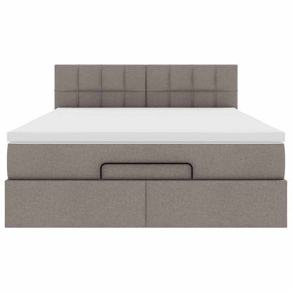 vidaXL Ottomane Bett mit Matratze & LEDs Taupe 140x200 cm Stoff