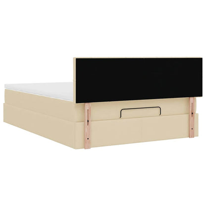 vidaXL Lit coffre avec matelas et LED Crème 140x200 cm Tissu