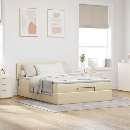 vidaXL Lit coffre avec matelas et LED Crème 140x200 cm Tissu