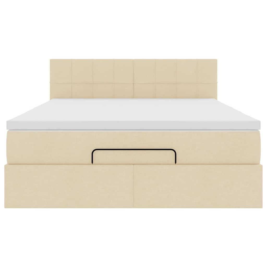 vidaXL Lit coffre avec matelas et LED Crème 140x200 cm Tissu