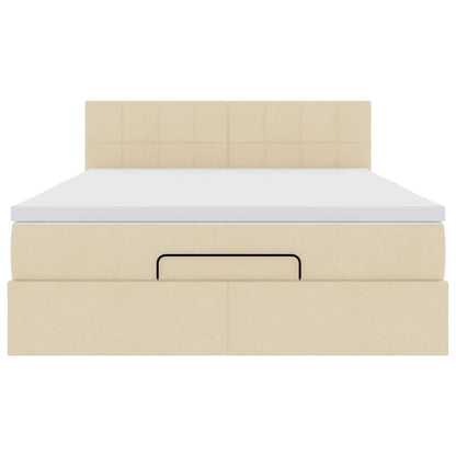 vidaXL Lit coffre avec matelas et LED Crème 140x200 cm Tissu