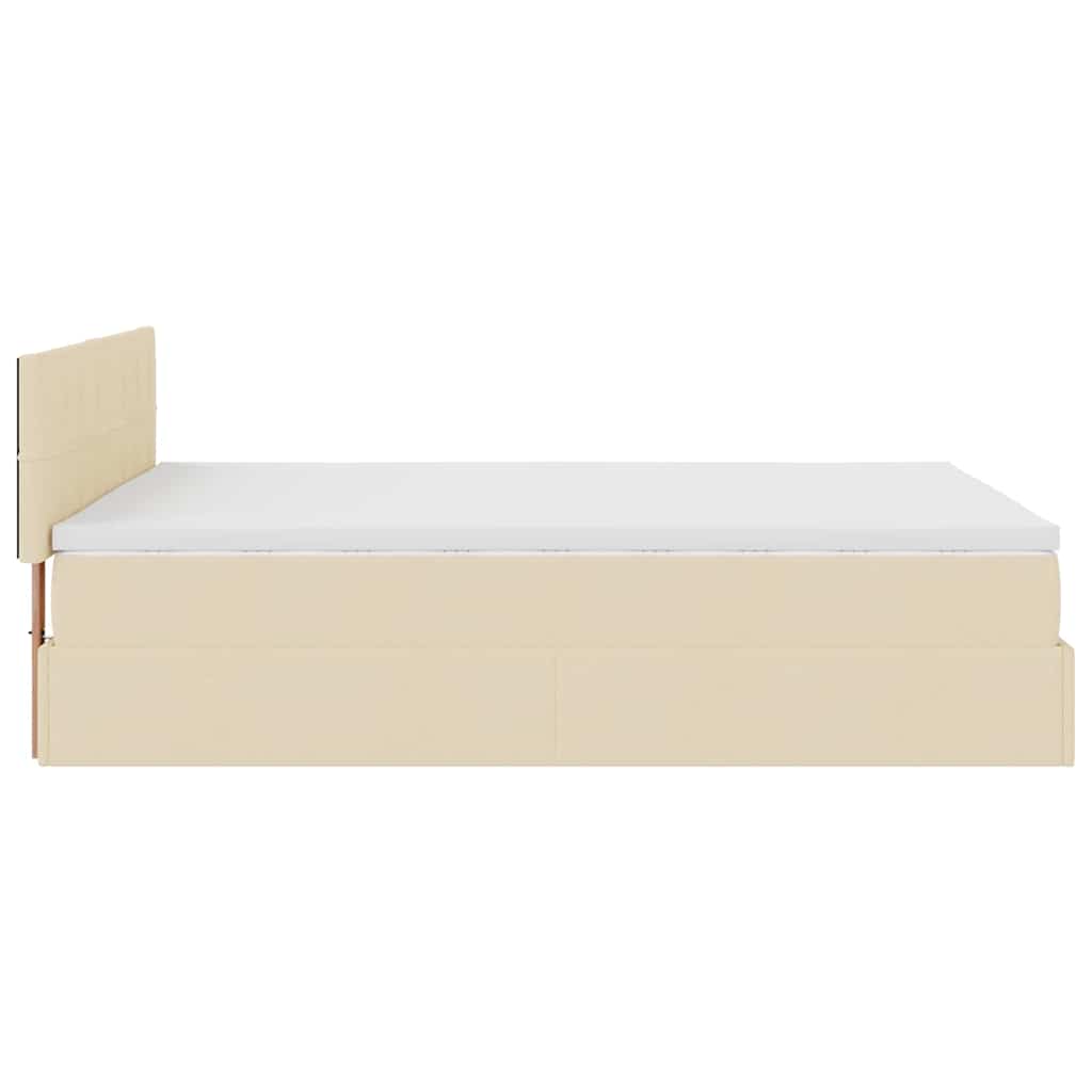 vidaXL Lit coffre avec matelas et LED Crème 140x200 cm Tissu