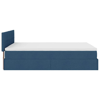 vidaXL Ottoman-Bett mit Matratze & LEDs Blau 140x200 cm Stoff