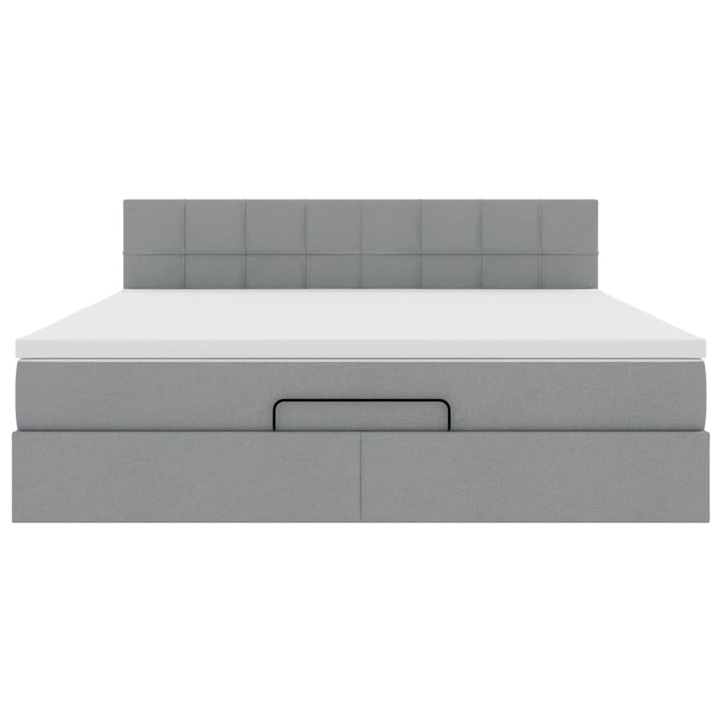 vidaXL Ottoman-Bett mit Matratze & LEDs Hellgrau 160x200 cm Stoff