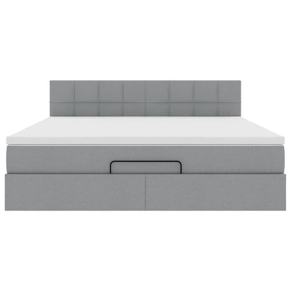 vidaXL Ottoman-Bett mit Matratze & LEDs Hellgrau 160x200 cm Stoff